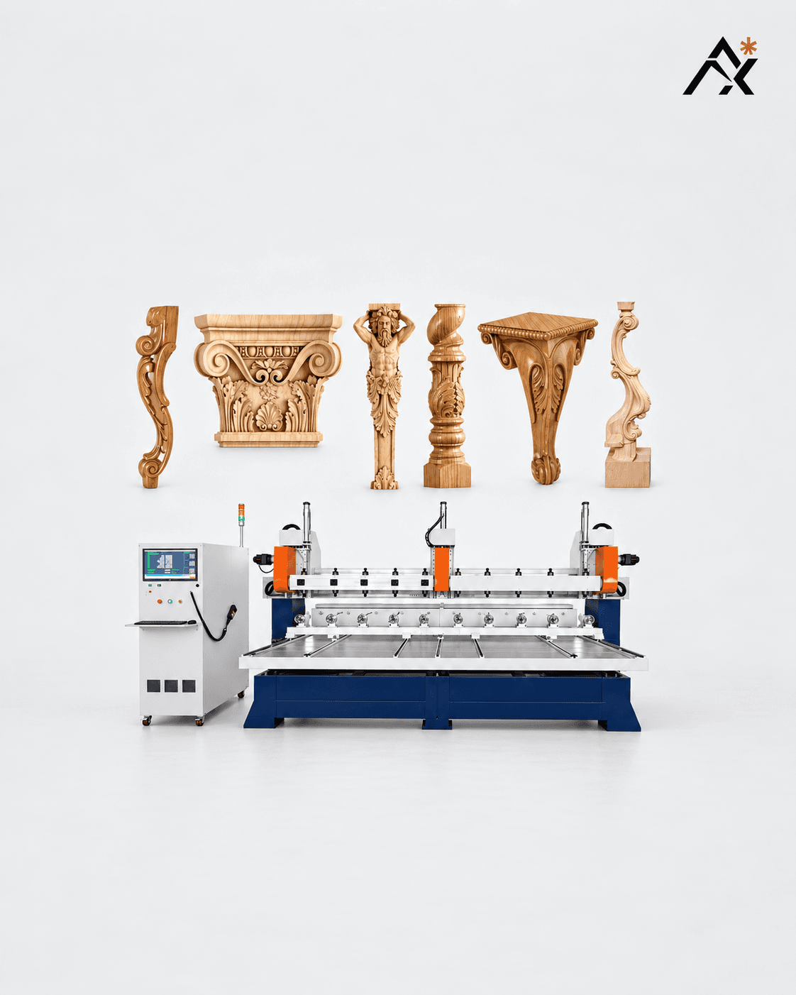 5-Axis Multi-Head Wood Carving CNC Router Machine